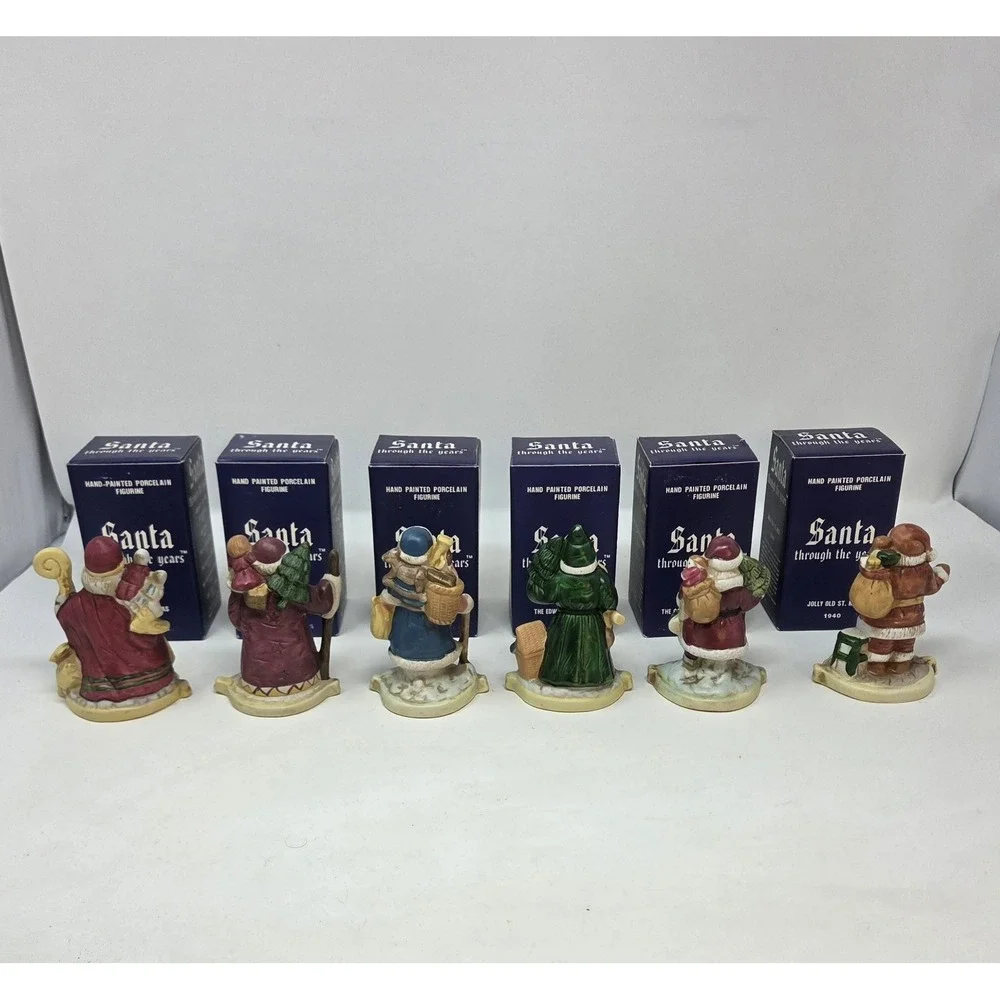 6 Santa Claus Through the Years Figures Figurine Porcelain Holiday Collectibles